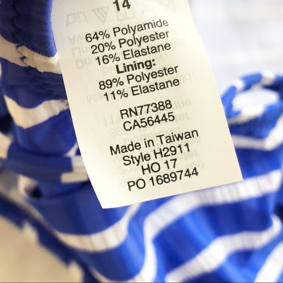 Blue Stripe V Neck Lace Up Back One Piece Swimsuit - Picture 6 of 8